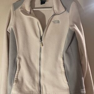 The North Face Women's Off-White zip of fleece jacket. Size medium!